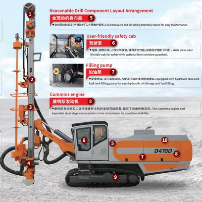 全水力クローラー・シャシー 鉱石採掘用DTH表面掘削機